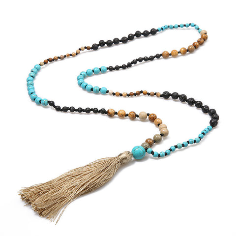 Natural Stone and Wood Mala Beads